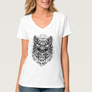 Wolf head with ethnic decorations   T-Shirt