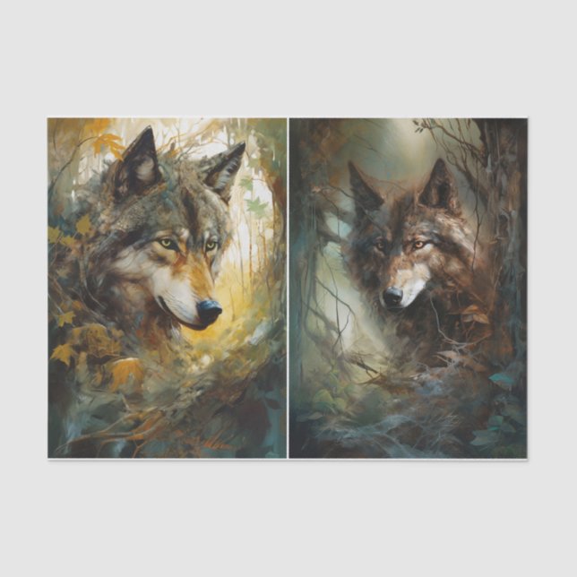 Wolf Heads  Tissue Paper (Front)