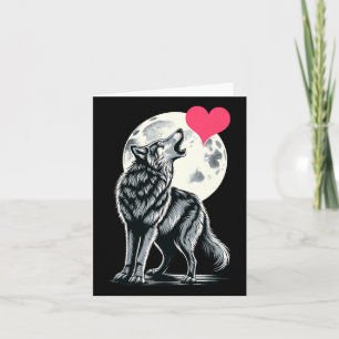 Wolf Holding Heart Valentine's Day Cute Wolves Val Card
