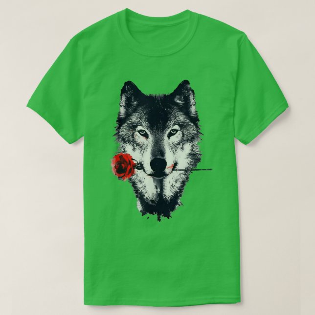 Wolf Holding Rose wolf lover men women gift  T-Shirt (Design Front)
