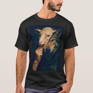 Wolf holding up a sheep mask T-Shirt