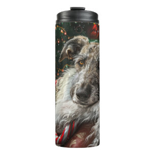 Wolf Hound Dog Christmas Festive Thermal Tumbler