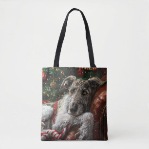 Wolf Hound Dog Christmas Festive Tote Bag