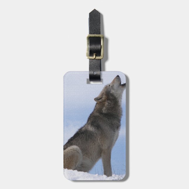 Wolf Howl Luggage Tag (Front Vertical)