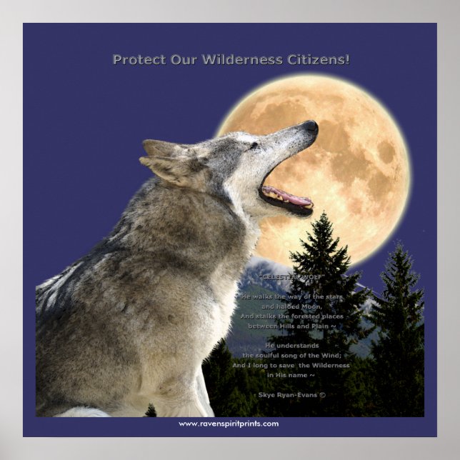 WOLF HOWL & MOON Art Poster (Front)
