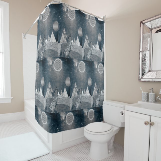 Wolf howl shower curtain (In Situ)
