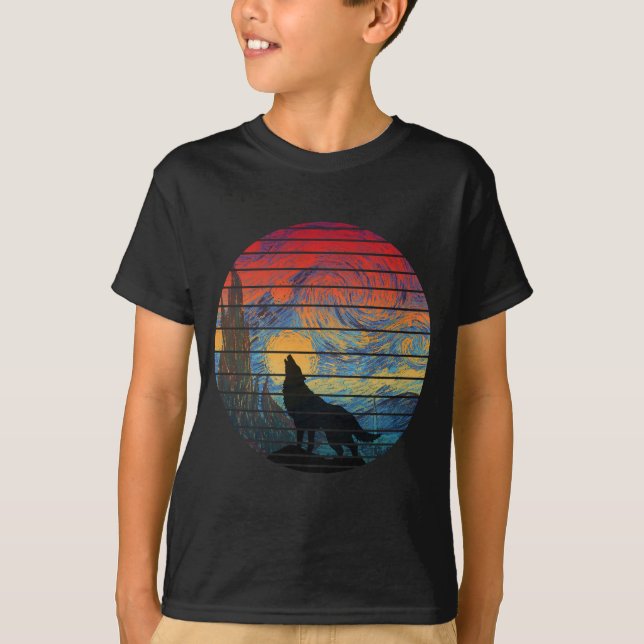 WOLF HOWLING ABSTRACT STYLE T-Shirt (Front)