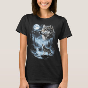 Wolf Howling At Moon 90s Retro T-Shirt