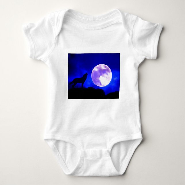 Wolf Howling at Moon Baby Bodysuit (Front)