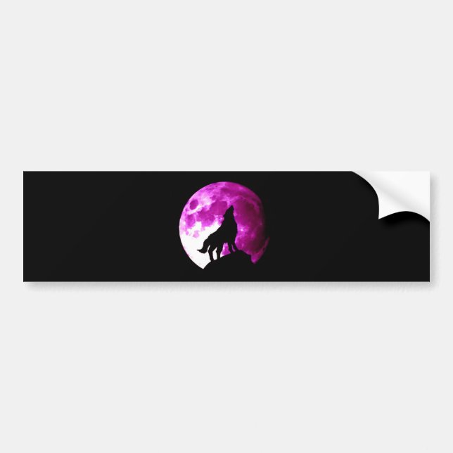 Wolf Howling at Moon Bumper Sticker (Front)