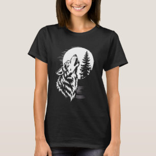 Wolf Howling At Moon Forest Wildlife Lovers Men Wo T-Shirt