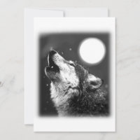 Wolf Howling at Moon Invitation