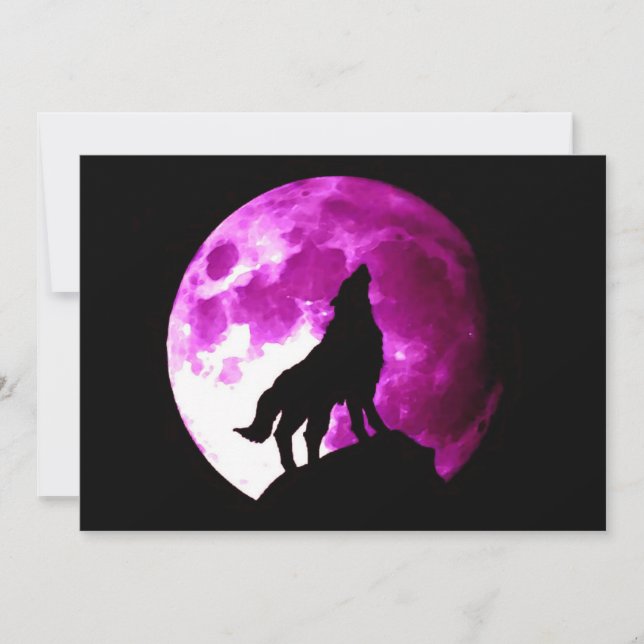 Wolf Howling at Moon Invitation (Front)