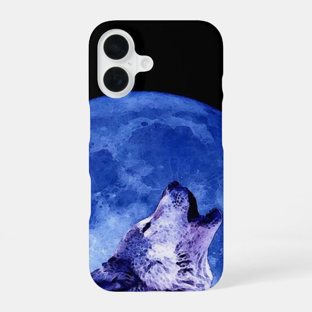 Wolf Howling at Moon iPhone 16 Case (Back)