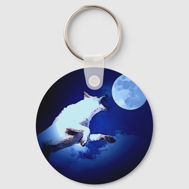 Wolf Howling at Moon Key Ring (Front)