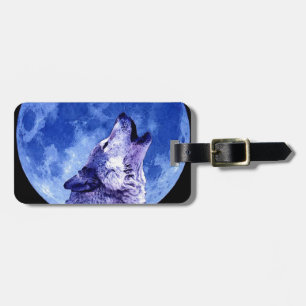 Wolf Howling at Moon Luggage Tag
