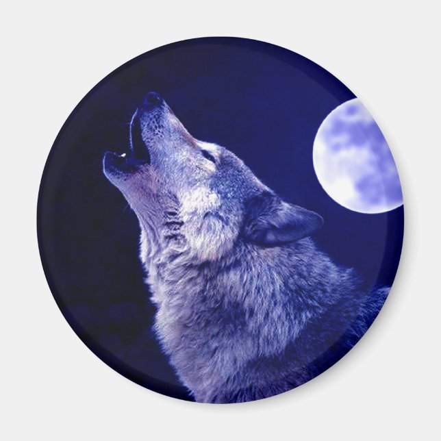 Wolf Howling at Moon Magnet (Front)