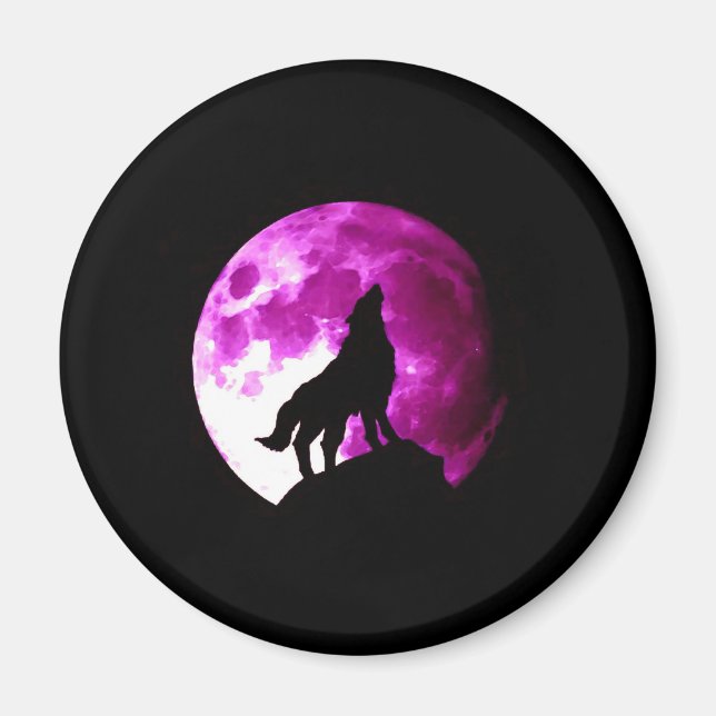 Wolf Howling at Moon Magnet (Front)