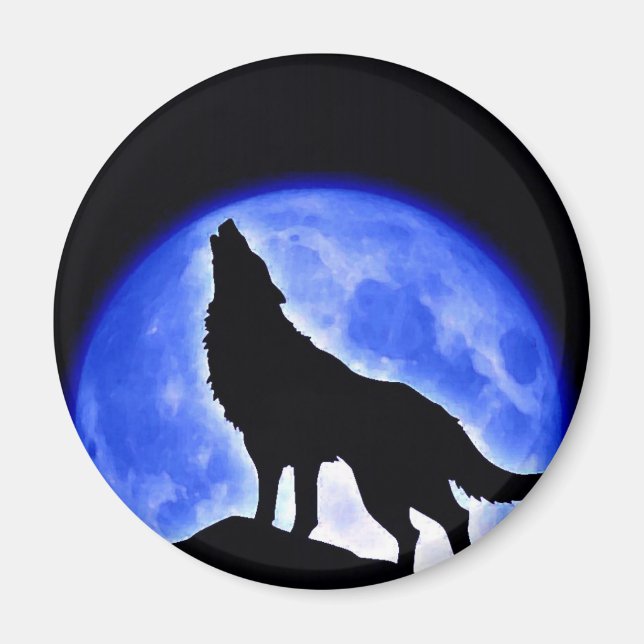 Wolf Howling at Moon Magnet (Front)