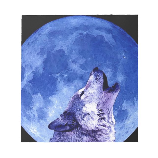 Wolf Howling at Moon Notepad (Front)
