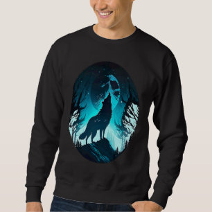 Wolf Howling at Moon on a Cold Night Amazing Natur Sweatshirt