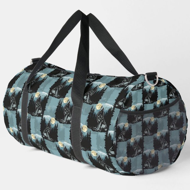 Wolf Howling At Moon Pattern Design  Duffle Bag (Creator Uploaded)