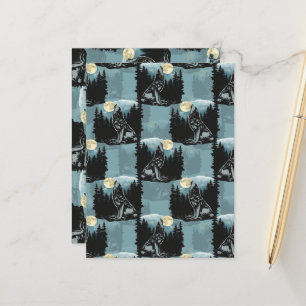 Wolf Howling At Moon Pattern Design  Postcard