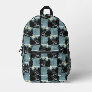 Wolf Howling At Moon Pattern Design Printed Backpack
