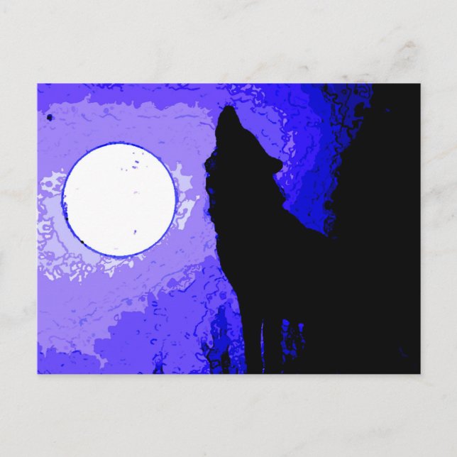 Wolf Howling at Moon Postcard (Front)
