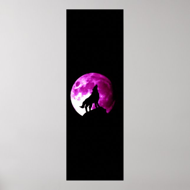 Wolf Howling at Moon Poster - Fantasy Art (Front)