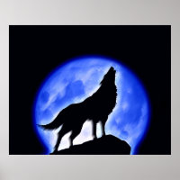 Wolf Howling at Moon Poster Print - Wolf Posters
