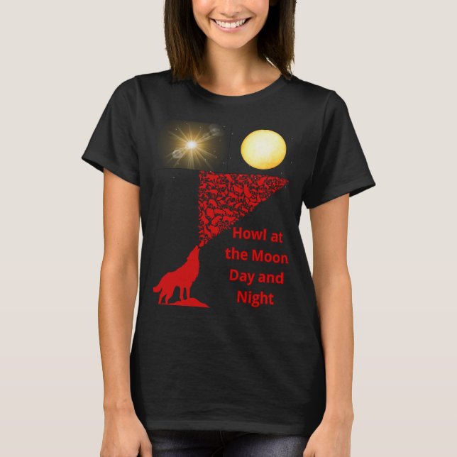 wolf howling at moon sketch T-Shirt (Front)