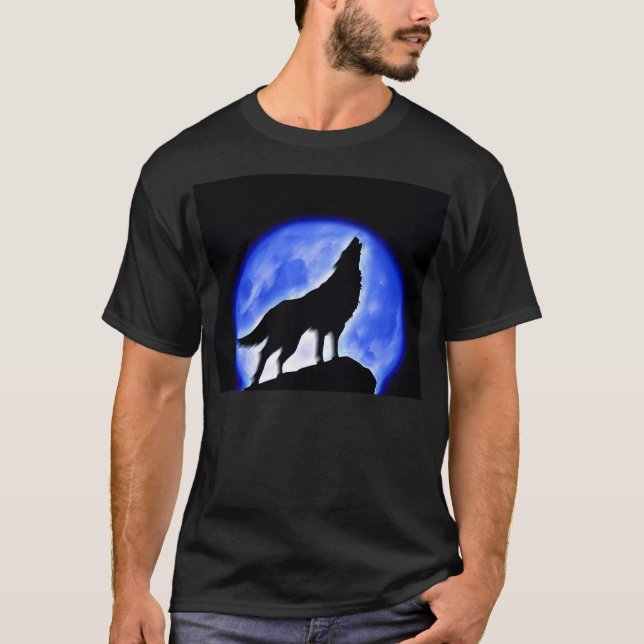 Wolf Howling at Moon T-Shirt (Front)