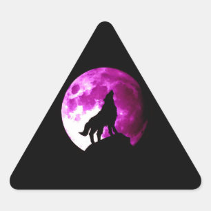 Wolf Howling at Moon Triangle Sticker