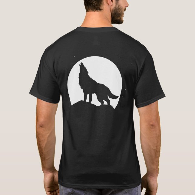 Wolf Howling at the Full Moon T-Shirt (Back)