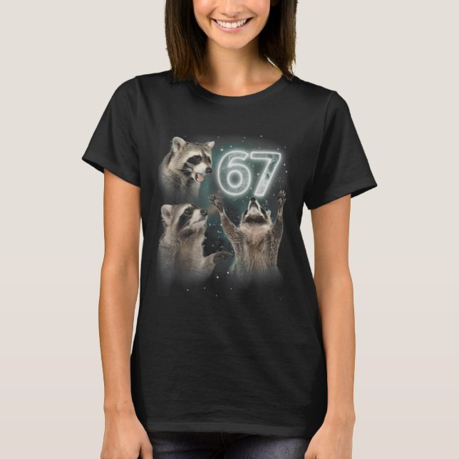 Wolf Howling At The Moon 67 6 7 Halloween 67 Wolf  T-Shirt (Front)
