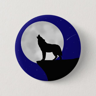 Wolf Howling at the Moon 6 Cm Round Badge