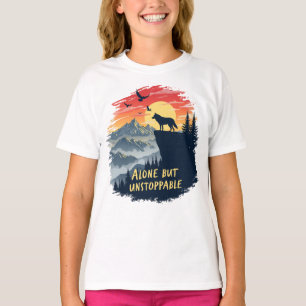 Wolf Howling At The Moon Alone But Unstoppable T-Shirt