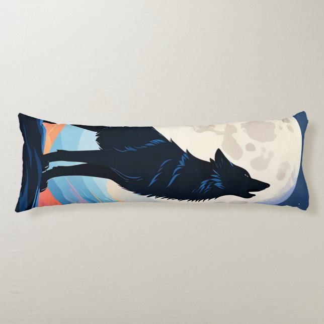 Wolf Howling At The Moon Body Cushion (Front)