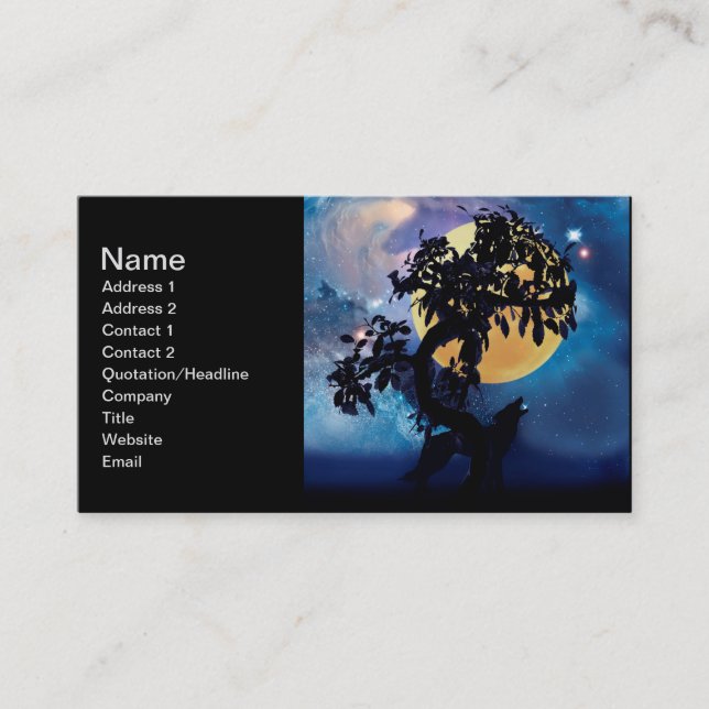 Wolf howling at the moon business card (Front)
