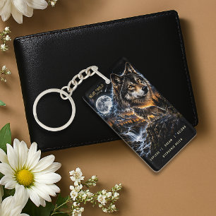 Wolf Howling At the Moon Forest Wildlife Nature Key Ring