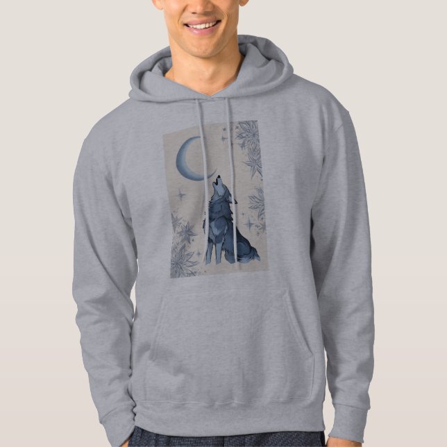 wolf howling at the moon hoodie (Front)