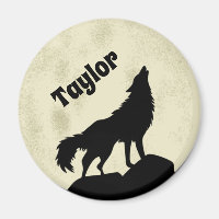 Wolf Howling at the Moon Illustration Personalised