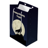 Wolf Howling at the Moon Illustration Personalised