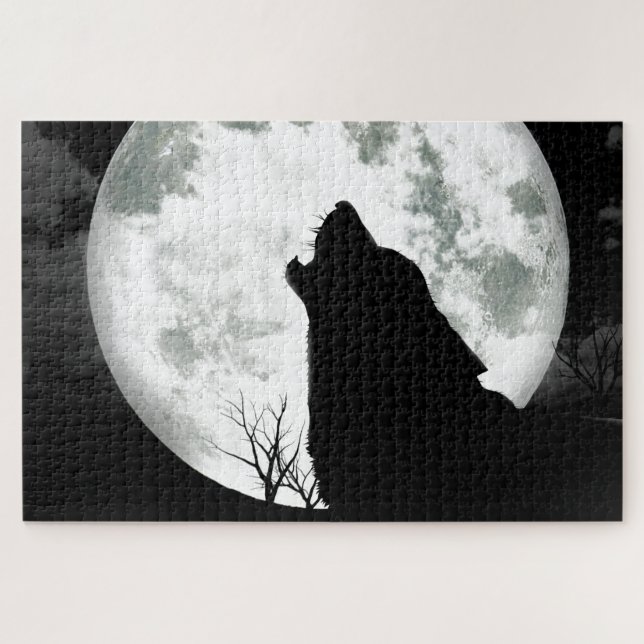 Wolf Howling at the Moon Jigsaw Puzzle (Horizontal)