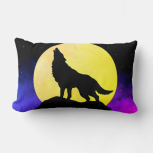 Wolf Howling at the Moon Lumbar Cushion