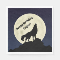 Wolf Howling at the Moon Midnight Blue