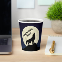 Wolf Howling at the Moon Midnight Blue