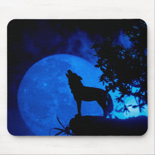 Wolf Howling at the Moon Mouse Pad