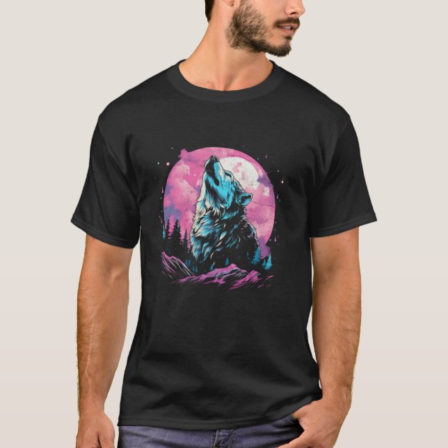 Wolf Howling At The Moon National Park Wildlife Al T-Shirt (Front)